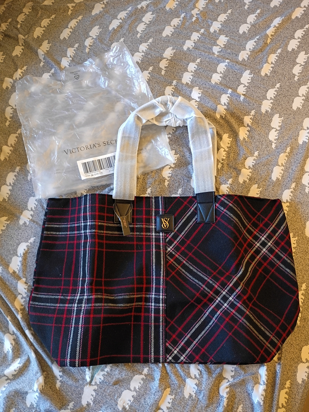 VICTORIA'S SECRET PLAID TOTE BAG